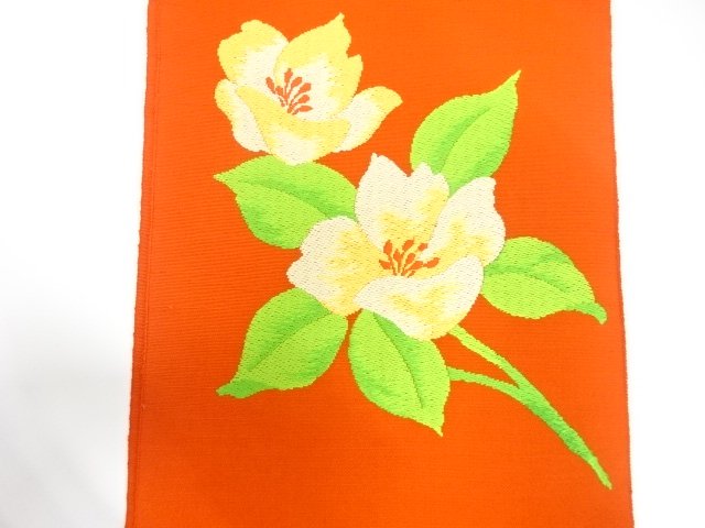  花模様織り出し　名古屋帯